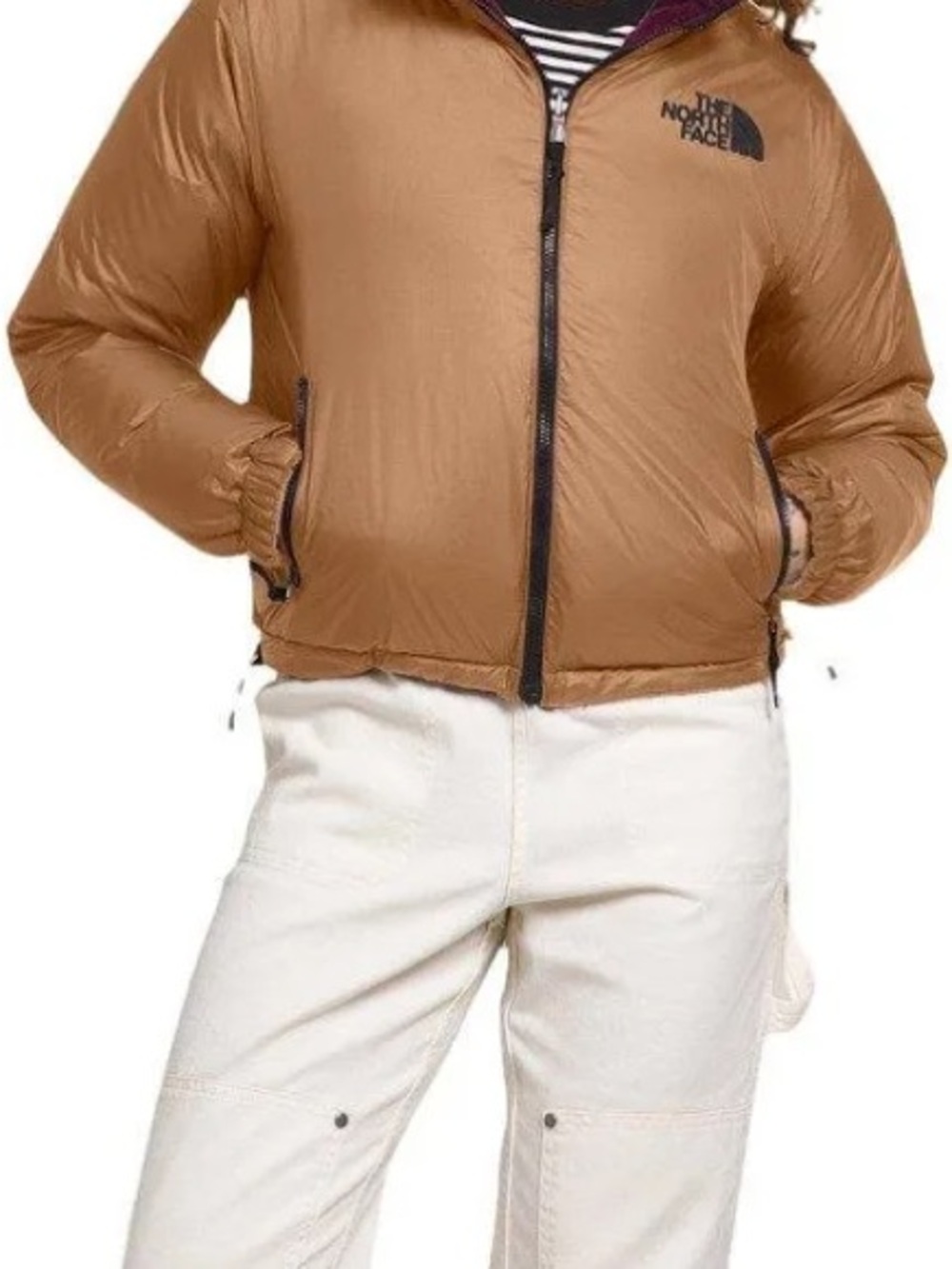 The North Face Women's 92 Reversible Corduroy Nuptse Jacket in Boysenberry - Picture 4 of 6